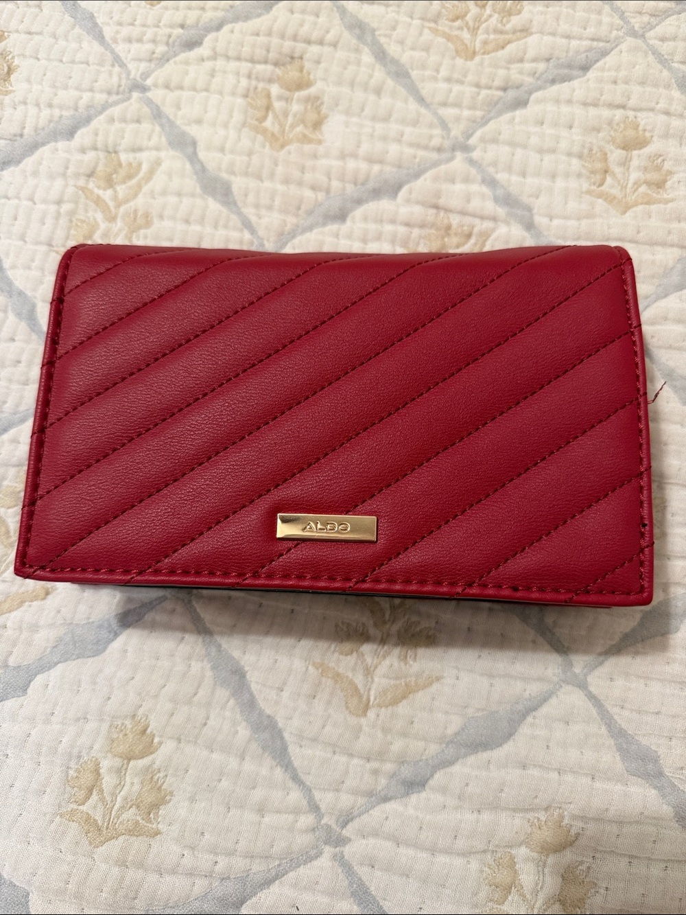 ALDO Quilted Red Women's Wallet with Gold Logo